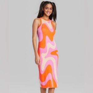 Pink Wave Knit Dress